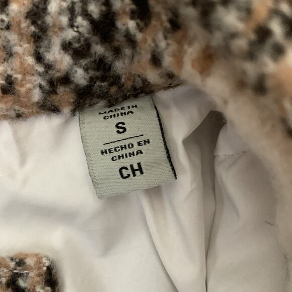 NWT Levi’s Ivory & Brown Plaid Zip Button Midi Maxi Shacket Coat - Picture 5 of 9